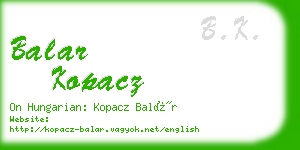 balar kopacz business card